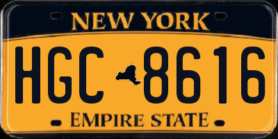 NY license plate HGC8616