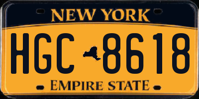 NY license plate HGC8618