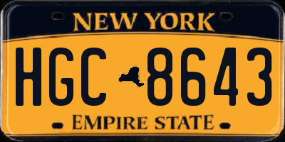 NY license plate HGC8643