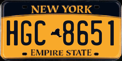 NY license plate HGC8651