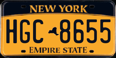 NY license plate HGC8655