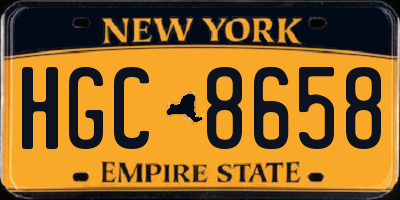 NY license plate HGC8658