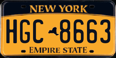 NY license plate HGC8663