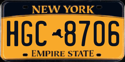 NY license plate HGC8706