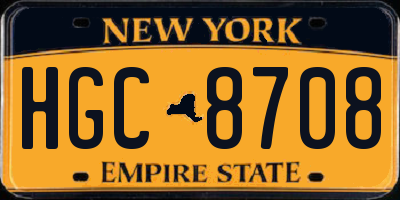 NY license plate HGC8708
