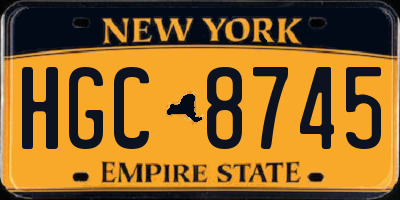 NY license plate HGC8745