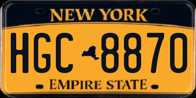 NY license plate HGC8870