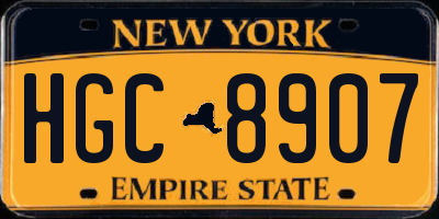 NY license plate HGC8907