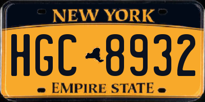 NY license plate HGC8932