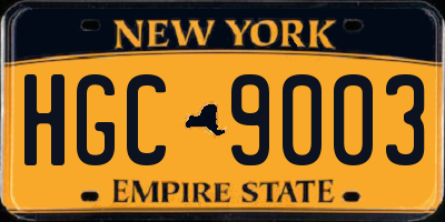 NY license plate HGC9003