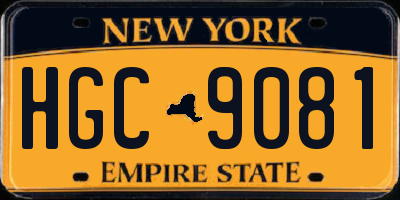 NY license plate HGC9081