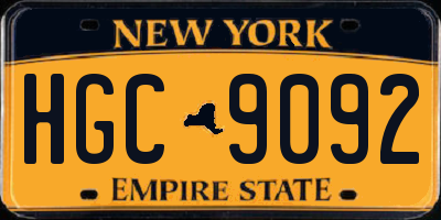 NY license plate HGC9092