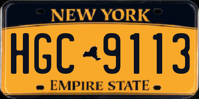 NY license plate HGC9113