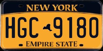 NY license plate HGC9180