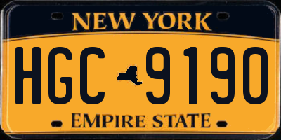 NY license plate HGC9190
