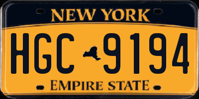 NY license plate HGC9194