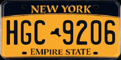 NY license plate HGC9206