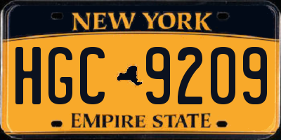NY license plate HGC9209