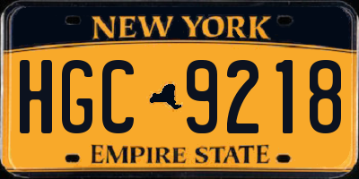 NY license plate HGC9218
