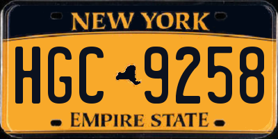 NY license plate HGC9258