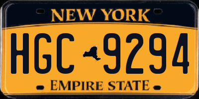 NY license plate HGC9294