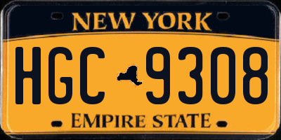 NY license plate HGC9308