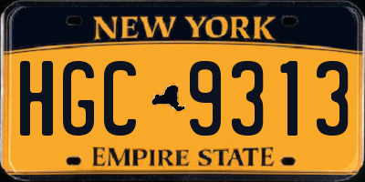 NY license plate HGC9313