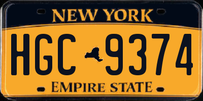 NY license plate HGC9374