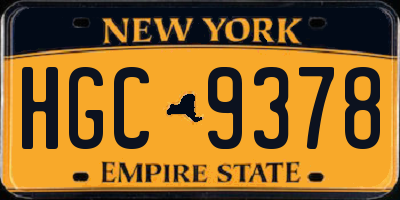 NY license plate HGC9378