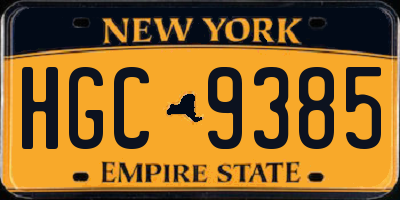 NY license plate HGC9385
