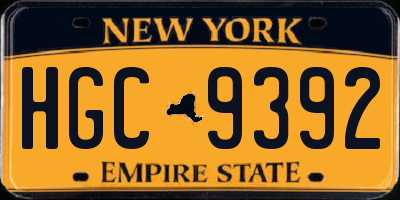 NY license plate HGC9392