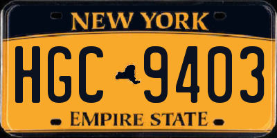 NY license plate HGC9403