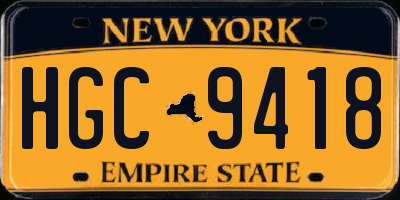 NY license plate HGC9418
