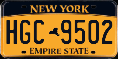 NY license plate HGC9502