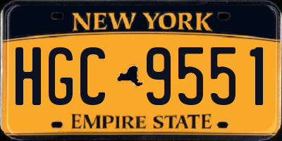 NY license plate HGC9551