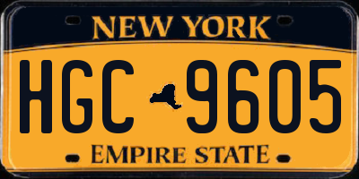 NY license plate HGC9605