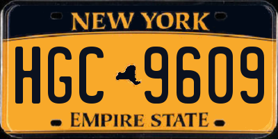NY license plate HGC9609