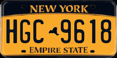 NY license plate HGC9618