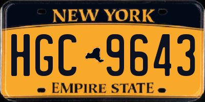 NY license plate HGC9643