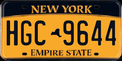 NY license plate HGC9644