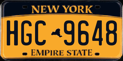 NY license plate HGC9648