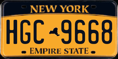 NY license plate HGC9668