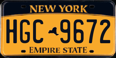 NY license plate HGC9672