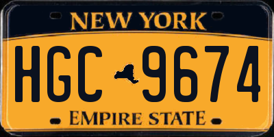 NY license plate HGC9674