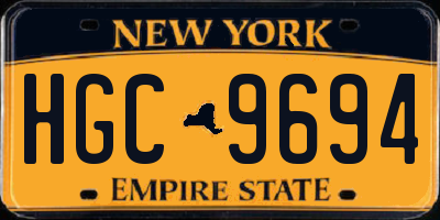 NY license plate HGC9694
