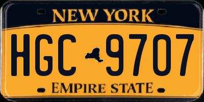 NY license plate HGC9707