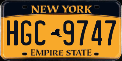 NY license plate HGC9747