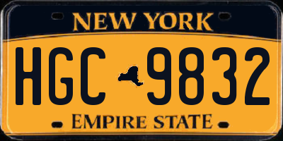 NY license plate HGC9832