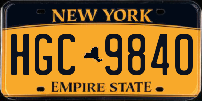 NY license plate HGC9840
