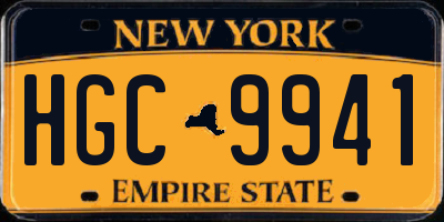 NY license plate HGC9941